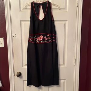 Elegant Black and Red Embroidered Dress